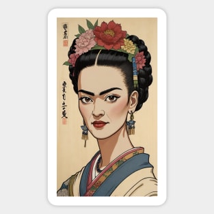 Frida's Oriental Radiance: Eastern-Style Portrait Sticker